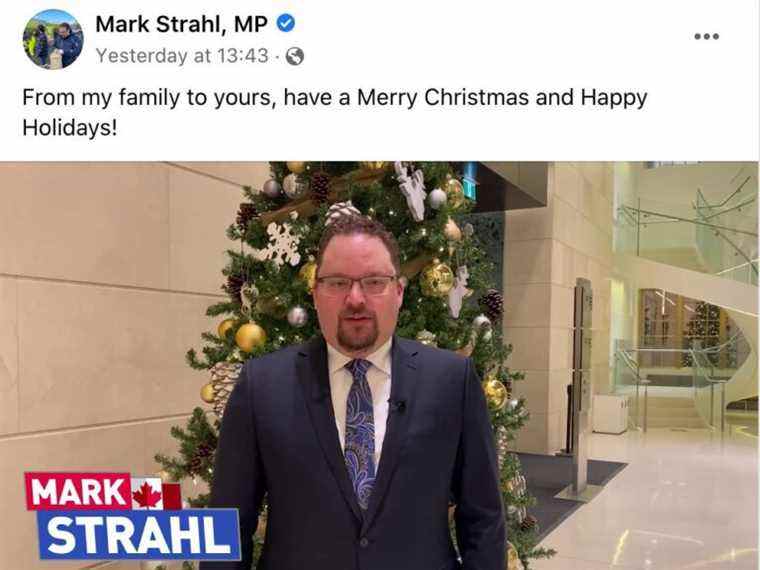 Le message « Joyeux Noël » du député Mark Strahl supprimé par Facebook, rétabli en appel