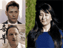 Meng Wanzhou, cadre supérieur de Huawei, Michael Kovrig, en haut à gauche, et Michael Spavor.