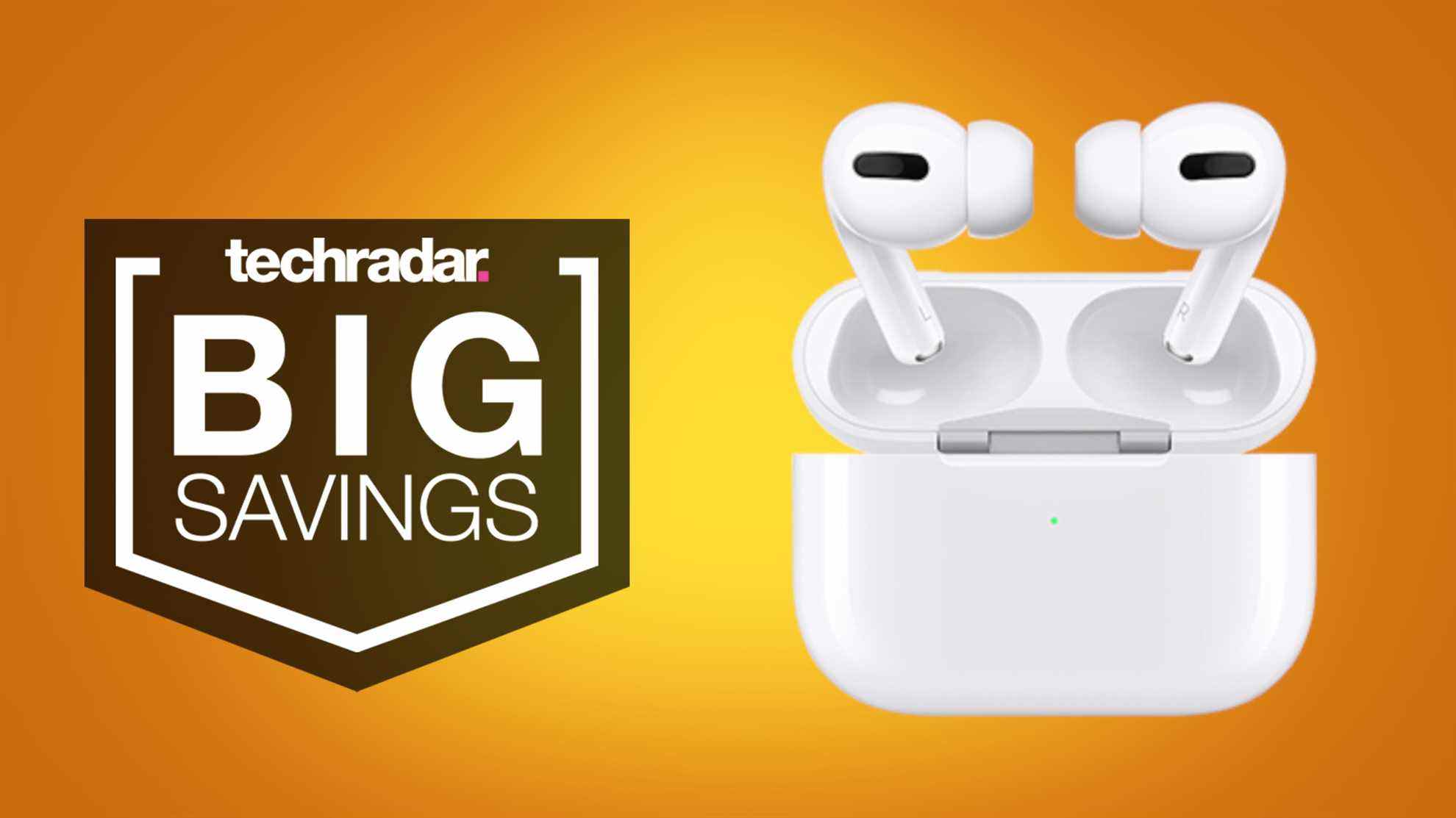 Apple AirPods Pro sur fond orange