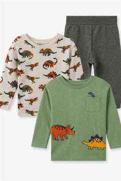 Ensemble de 3 hauts et pantalons de survêtement Little Me Dinosaur