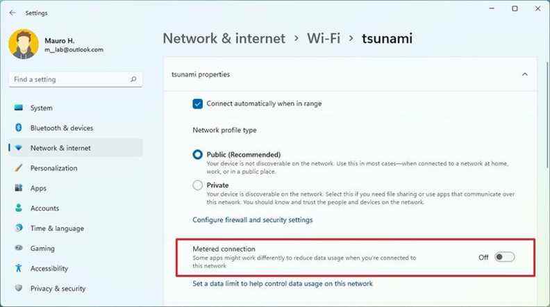 Désactiver la connexion Wi-Fi limitée