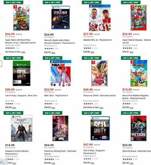 GameStop Achetez 2, obtenez 1 vente de jeu gratuite sur les jeux d'occasion
