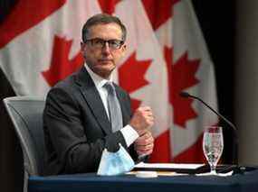 Tiff Macklem, gouverneur de la Banque du Canada, lors d'une conférence de presse à Ottawa le 15 décembre 2021.