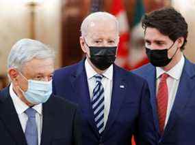 Le président américain Joe Biden, le Premier ministre canadien Justin Trudeau et le président mexicain Andres Manuel Lopez Obrador se rencontrent pour le Sommet des dirigeants nord-américains à la Maison Blanche à Washington, États-Unis, le 18 novembre 2021.