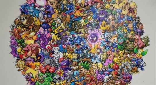 Pokémon mural art with beads