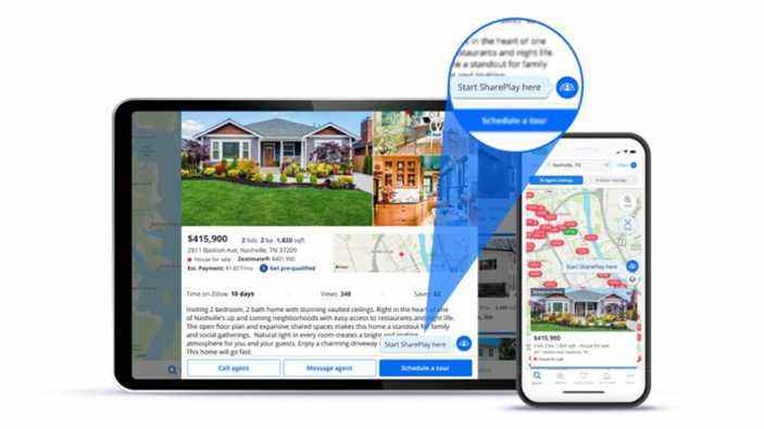 Zillow ajoute FaceTime SharePlay pour parcourir les maisons avec des amis