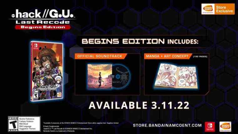 .hack//GU Last Recode Switch physique "Begins Edition" révélé
