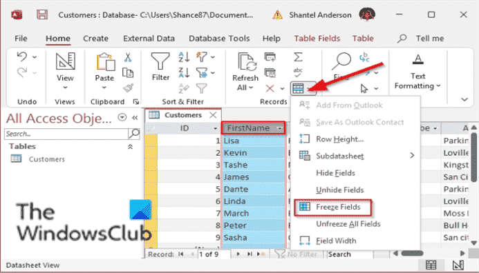 Comment figer et dégeler des colonnes dans Microsoft Access