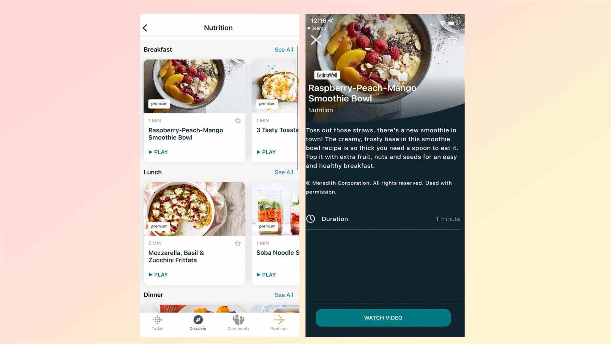 une photo des recettes sur fitbit premium