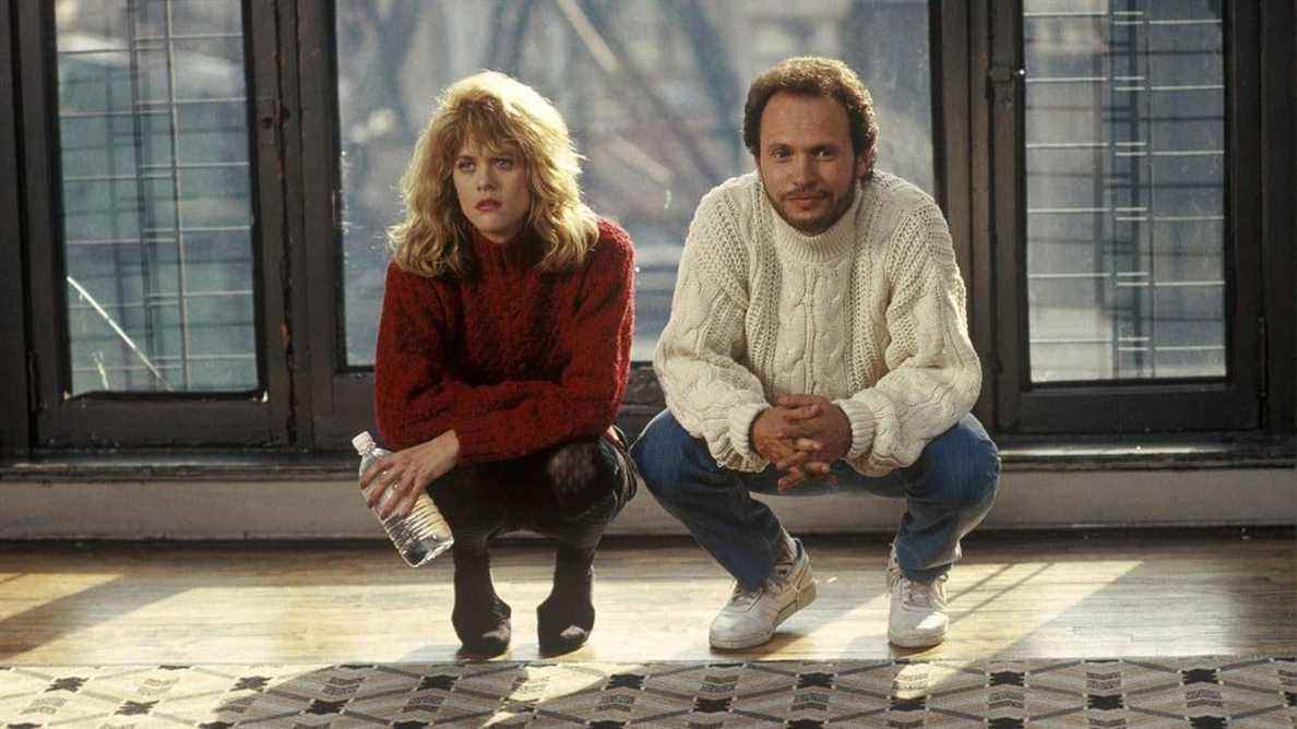 Sally (Meg Ryan) et Harry (Billy Crystal) s'accroupissent