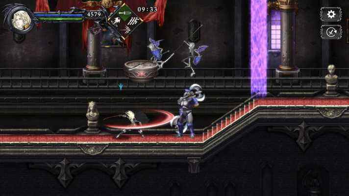 Un Belmont taillade un monstre dans Castlevania : Grimoire of Souls.