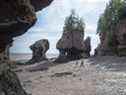 Des visiteurs se promènent à Hopewell Rocks à Hopewell Cape, au Nouveau-Brunswick, le dimanche 13 septembre 2020. Les formations rocheuses sont causées par l'érosion des marées le long de la baie de Fundy.  Les électeurs du Nouveau-Brunswick se rendent aux urnes lundi pour la première élection provinciale pendant la pandémie de COVID-19.