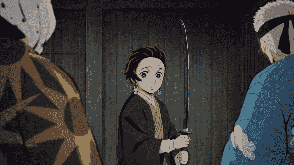 Tanjiro dans Demon Slayer tenant une épée noire