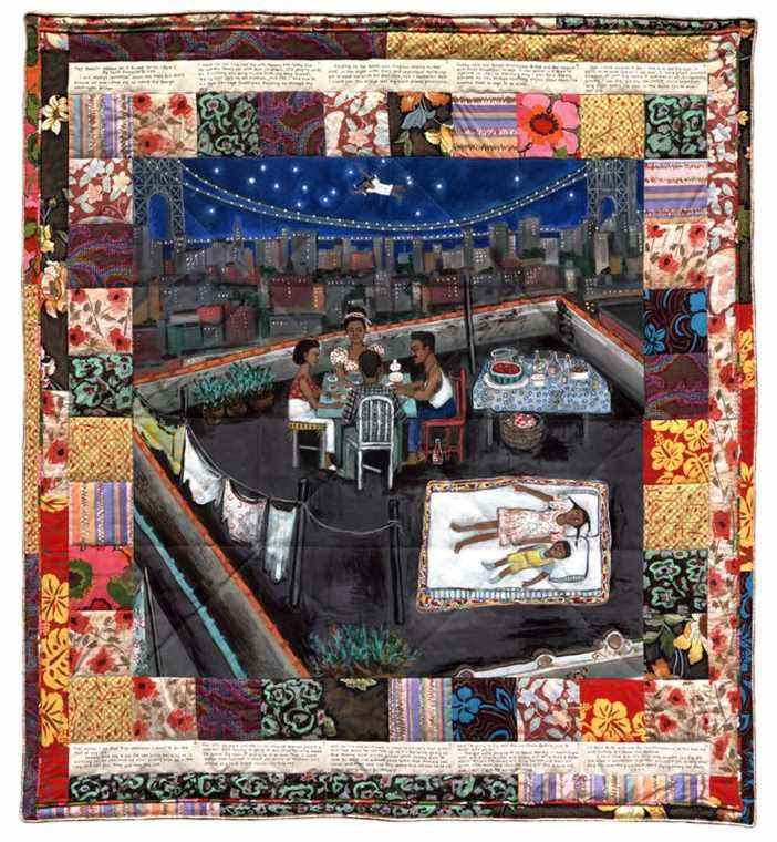 Faith Ringgold, Femme sur un pont n°1 sur 5 : Tar Beach, 1988.