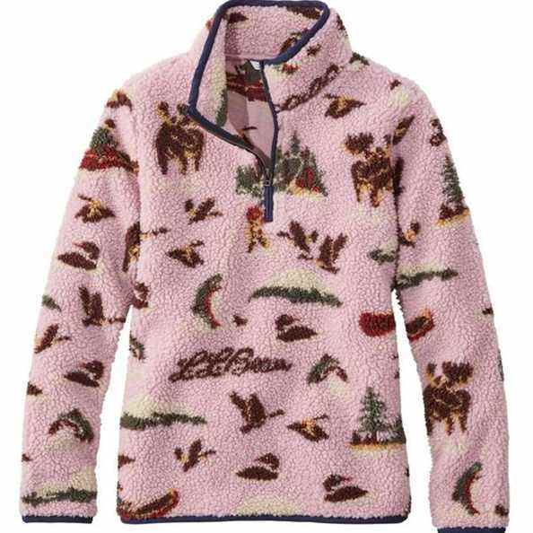 Pull en molleton Sherpa signature LLBean pour femmes, jacquard quart de zip