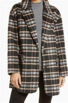 Avec Les Filles Plaid Oversize Blazer Coat