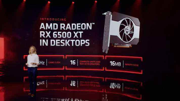 Spécifications de la carte graphique AMD RX 6500 XT.