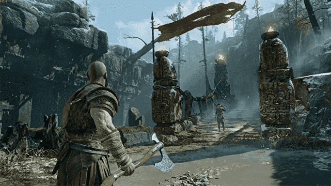 Une scène de God of War montrant son anti-aliasing natif.