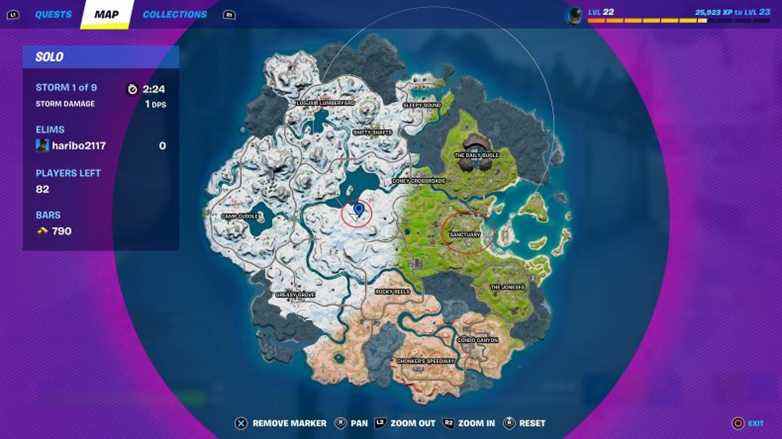 Emplacements des armes à feu sur la carte du chapitre 3 de Fortnite