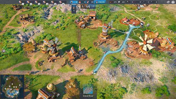 Le joueur établit un réseau de routes en gravier dans The Settlers