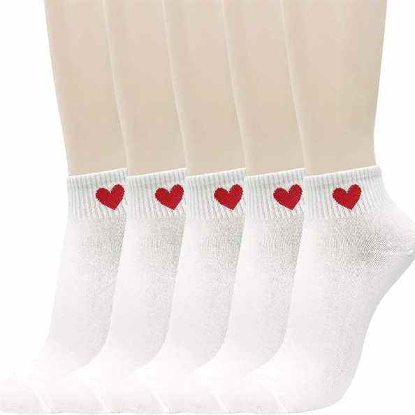 Cutie Mango Chaussettes décontractées mignonnes à cœur rouge pour femme