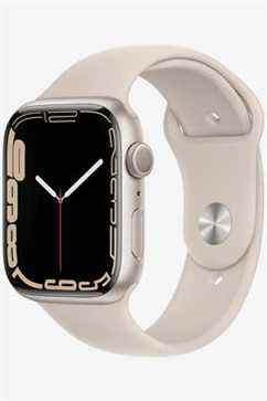 Apple Watch série 7 GPS, 45 mm.  Boîtier en aluminium Starlight avec bracelet sport Starlight