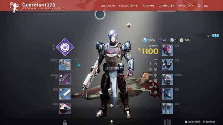 L'écran d'équipement d'un nouveau titan de bas niveau dans Destiny 2.