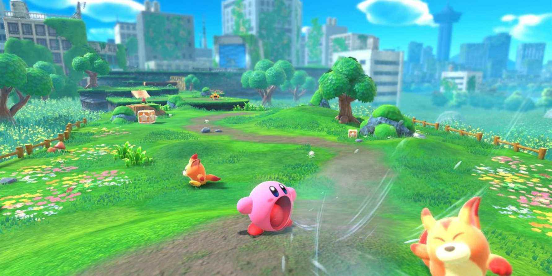 Kirby et les captures d'écran Forgotten Land mettent en évidence quatre zones distinctes
