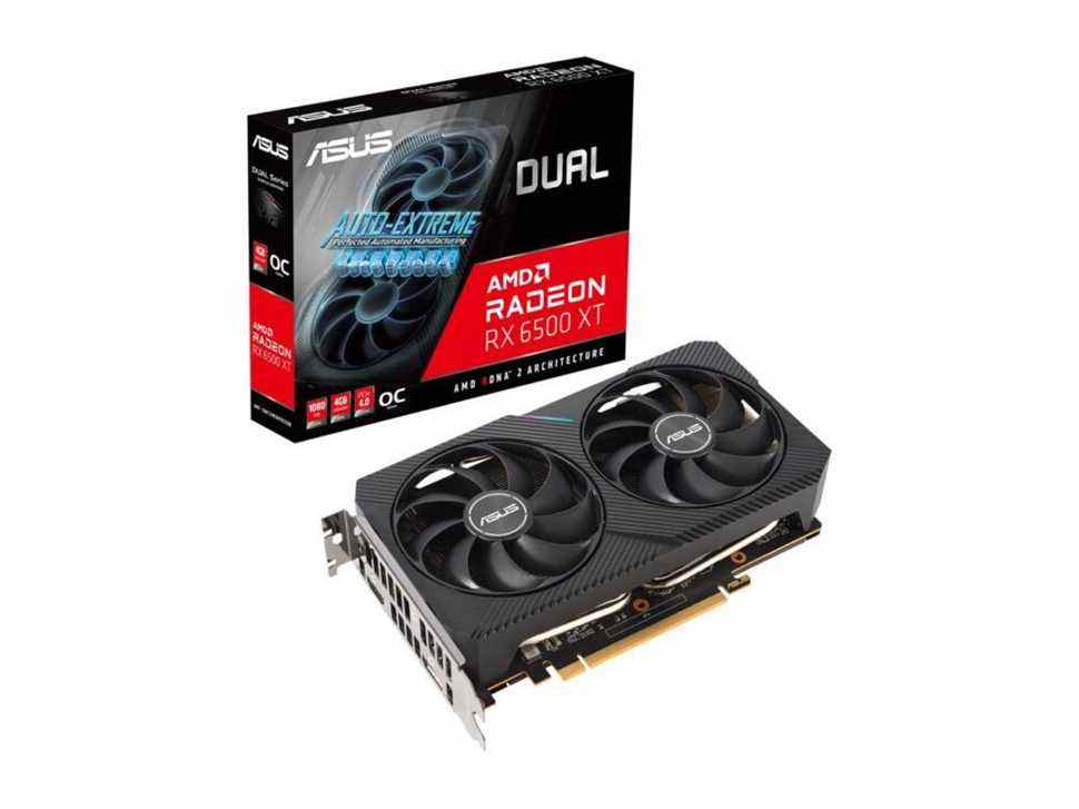 L'édition Asus Dual Radeon RX 6500 XT OC.  Vous ne pouvez pas acheter celui-ci non plus.