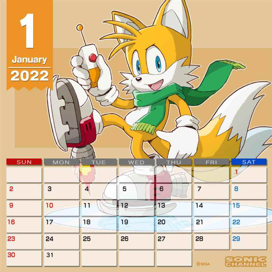 Calendrier Tails janvier 2022