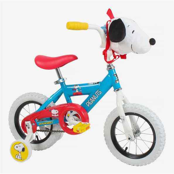 Dynacraft Peanuts Vélo 12 pouces avec sac Snoopy en peluche amovible