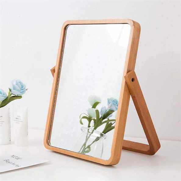 Miroir de maquillage de vanité de table en bois de Zorosy