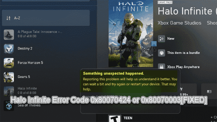 Correction du code d’erreur Halo Infinite 0x80070424 ou 0x80070003 sur un PC Windows