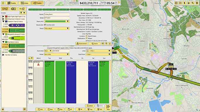 Une vue cartographique de haut en bas de NIMBY Rails