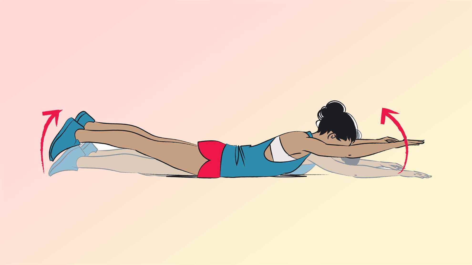 une illustration d'une femme faisant l'exercice de superman
