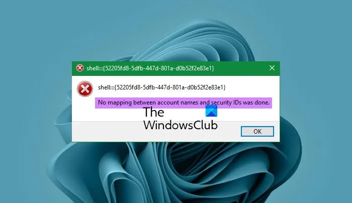 Aucun mappage entre les noms de compte et les ID de sécurité n'a été effectué