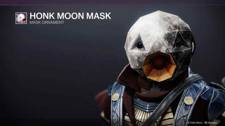 Ce masque Destiny 2 Untitled Goose Game est un véritable carburant de cauchemar