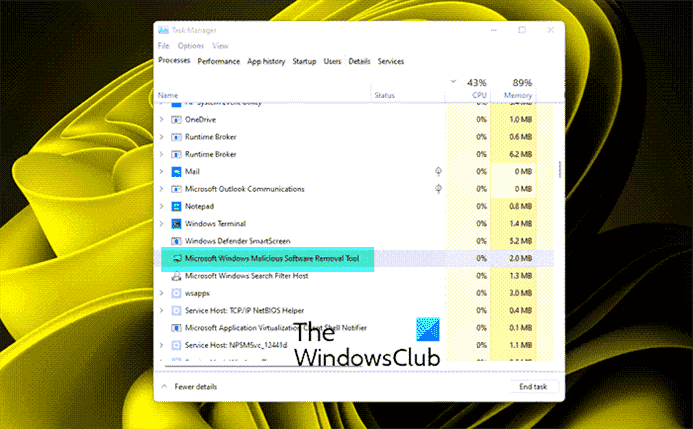 Correction de l’utilisation élevée du disque et du processeur MRT.exe sous Windows 11/10