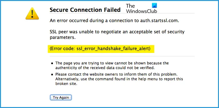 Correction du code d'erreur : SSL_ERROR_HANDSHAKE_FAILURE_ALERT