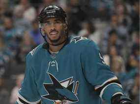 L'ailier gauche des Sharks de San Jose Evander Kane.