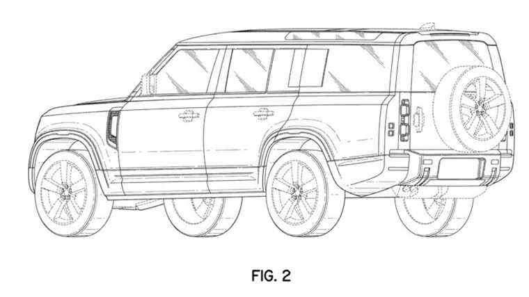 La carrosserie extra-longue du nouveau Land Rover Defender 130 révélée dans les dépôts de brevets