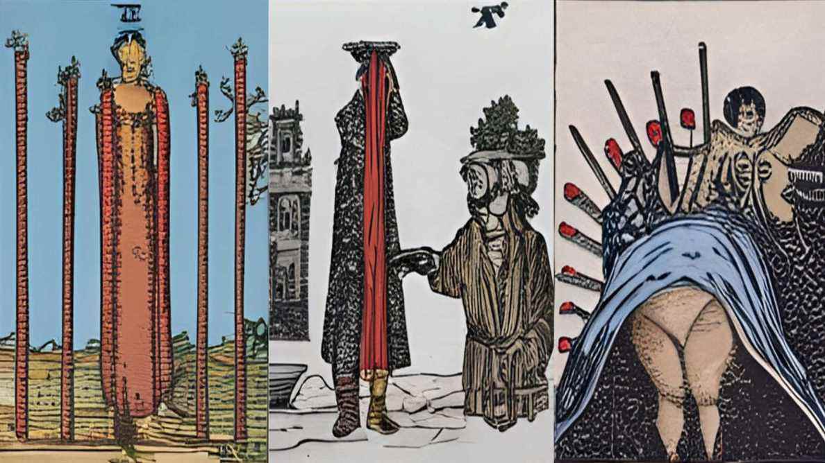  L'artiste utilise l'IA pour concevoir des cartes de tarot terrifiantes, sans visage, de style Bosch.  Ça va, chérie ?
