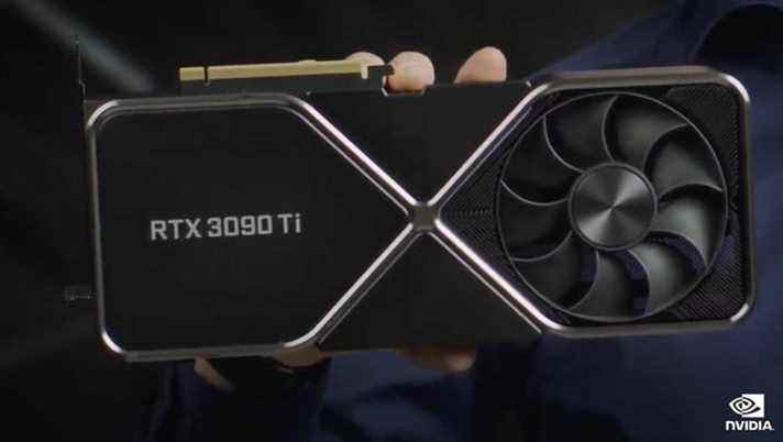 Nvidia présente le GPU RTX 3090 Ti au CES 2022.