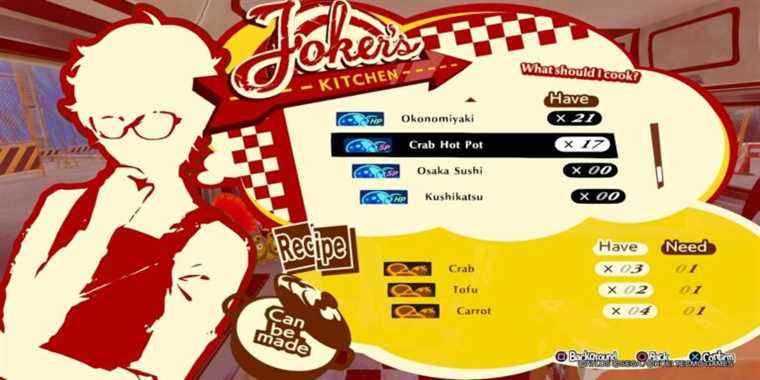 Persona 5 Strikers : Toutes les recettes pour la cuisine du Joker
