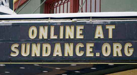 The marquee of the Egyptian Theatre is shown Thursday, Jan. 28, 2021, in Park City, Utah. The pandemic has transformed the annual Sundance Film Festival into a largely virtual event, canceling in-person screenings in Utah this year. (AP Photo/Rick Bowmer)