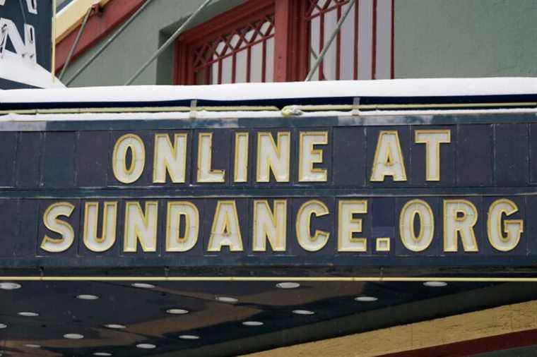 The marquee of the Egyptian Theatre is shown Thursday, Jan. 28, 2021, in Park City, Utah. The pandemic has transformed the annual Sundance Film Festival into a largely virtual event, canceling in-person screenings in Utah this year. (AP Photo/Rick Bowmer)