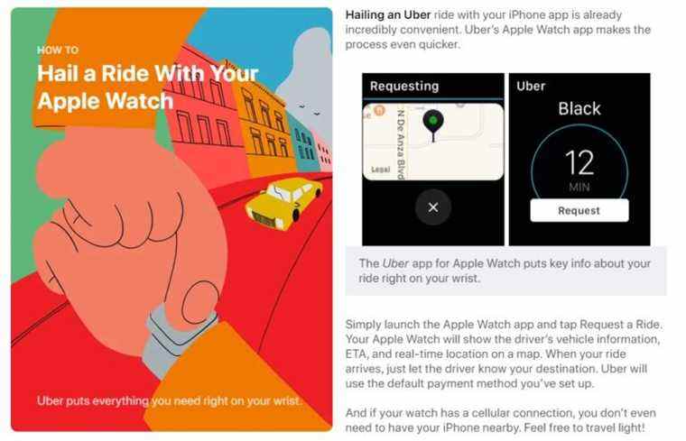 Uber ne prend plus en charge l’appel via l’Apple Watch