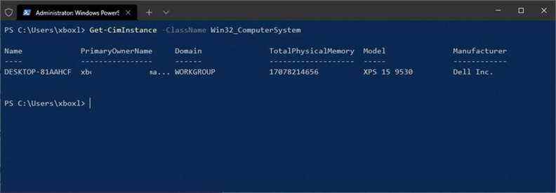 Numéro de modèle du PC PowerShell