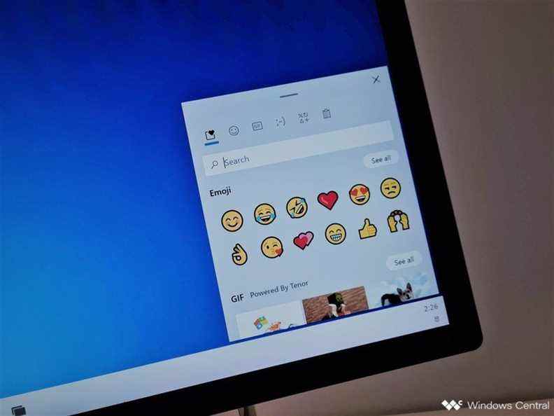 Panneau Emoji Windows 10X