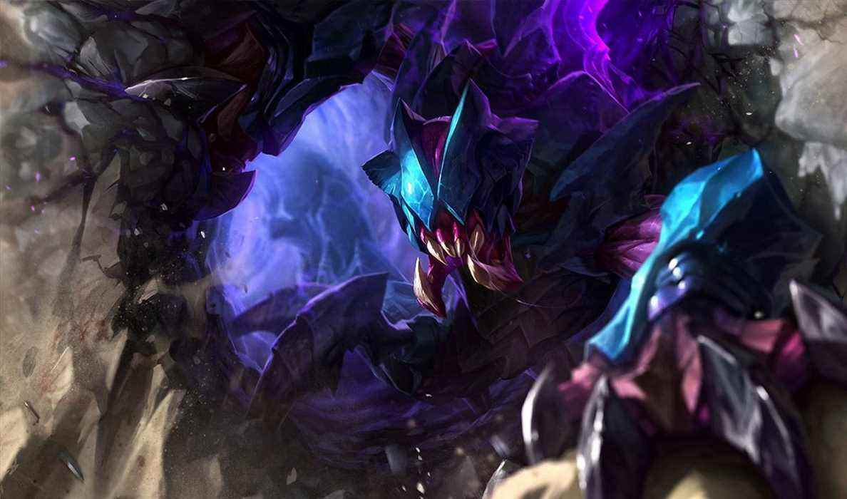 Rek'Sai, le Void Burrower, émerge d'un trou. 